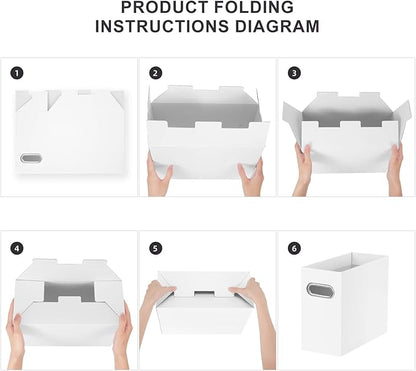 Oterri Cardboard File Organizer Box for Hanging File Folders Letter Size,File Box for Computer Desk,File Cabinet,Working Home,Office,Classroom (White, Letter Size - 1 Pack)
