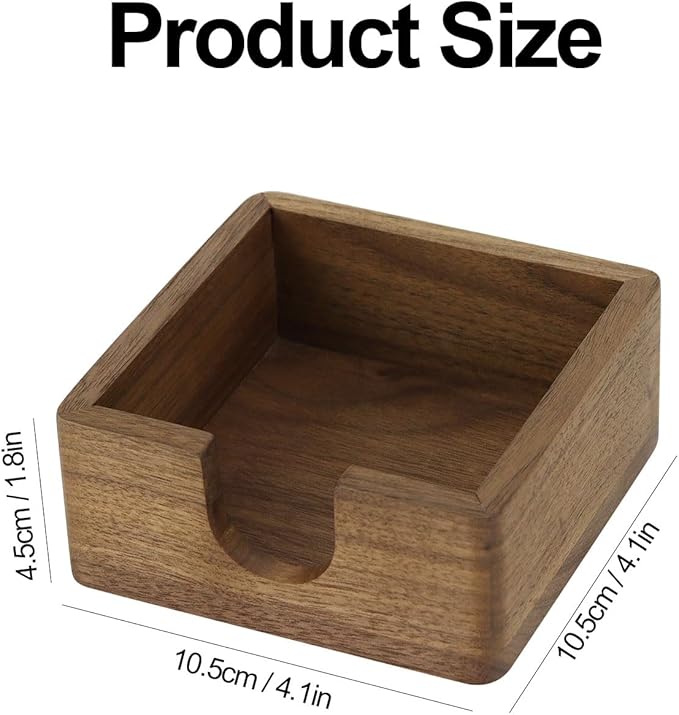 Buqoo North American Walnut Wood Sticky Note Holder, 4 x4 in Self Stick Note Pad Holder, Post It Note Dispenser Desk Organizer Suitable for Home, Corporate Executives Office Desk Accessories