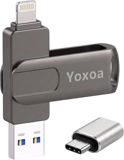 MFi Certified 512GB Flash Drive for iPhone & iPad, High-Speed Photo Stick for External Memory Storage, Backup & Transfer Files, USB Stick for iPhone/iPad/iOS/Android/PC (Available Space: ~484GB)Black