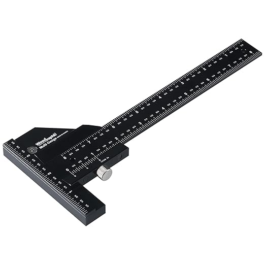 Scriber Gauge 8 Inch – Precision Marking & Measuring Tool for Woodworking, Layout, Joinery, Thickness, DIY – CNC Aluminum Layout Ruler (New Version)