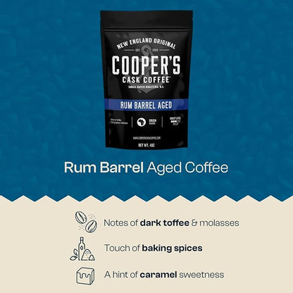 Bourbon Barrel Aged Coffee Whole Bean Set, Single Origin Sumatra Whiskey, Ethiopian Rye, Rwanda Rum Roasted Coffee Beans (Whole Bean, 4 Ounce (Pack of 3))