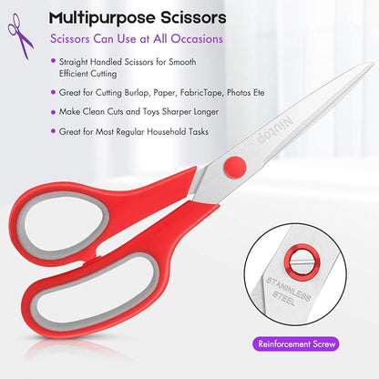 Scissors Bulk Set of 25-Pack, Niutop 8" Multipurpose Sharp Sewing Craft Shears Fabric Scissors for Office Home High/Middle School Student Office Teacher Supplies, Comfort-Grip Right/Left Handles