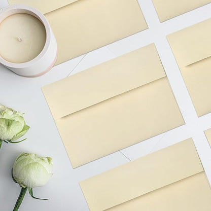 Goefun Cream Blank Cards and Envelopes, 5x7 Folded Ivory Cardstock and A7 Envelopes Self Seal 100 Pack for Wedding, Invitations, DIY Greeting Cardstock, Thank You Cards & All Occasion