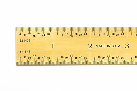 PEC Tools 12"/300mm Rigid Metal Ruler, Titanium Nitride (TiN) Coated Machinist Ruler, E&M Graduation (1/32", 1/64", 0.5mm, 1.0mm), 1" Wide and 0.040" Thick, High Wear Resistance, Made in USA