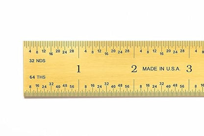 PEC Tools 12"/300mm Rigid Metal Ruler, Titanium Nitride (TiN) Coated Machinist Ruler, E&M Graduation (1/32", 1/64", 0.5mm, 1.0mm), 1" Wide and 0.040" Thick, High Wear Resistance, Made in USA