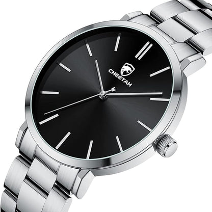 GOLDEN HOUR Men's Watches Slim Minimalist Runway Plated Stainless Steel Quartz Analog Watch