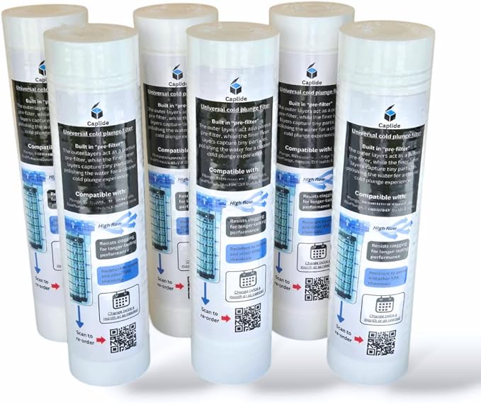 Universal Cold Plunge 30 Micron filter. Designed to be Non-clogging. Replacement cartridge for any 2.5" x 10" cold plunge canister. 6 months supply. 6-pack