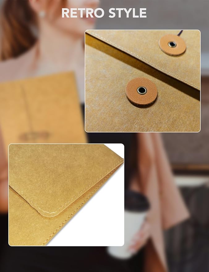PHOCAR MacBook Air 13 inch Sleeve, Made of Kraft Paper, Waterproof & Antiscratch, Retro Design Laptop Sleeve for MacBook Air 13.3"/13.6" M4 M3 M2 M1