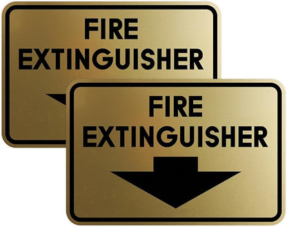Signs ByLITA Classic Framed Fire Extinguisher (Brushed Gold) - Medium 2 Pack