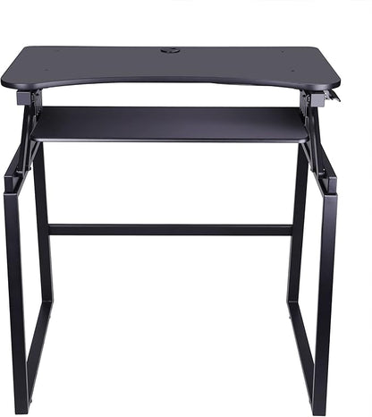 Rocelco 37.5" Height Adjustable Standing Desk Converter with Floor Stand Bundle - Slide Out Retractable Keyboard Tray - Sit Stand Up Dual Monitor Riser - Computer Workstation - Black (R DADRB-STFS)