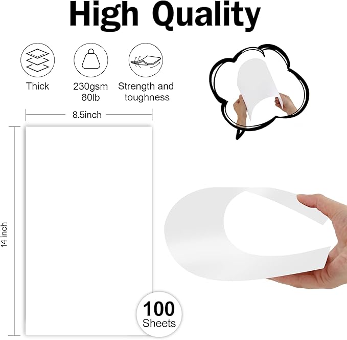 White Blank Cover Stock 8.5x14 Thick Paper 100 Sheets, Goefun 80lb Heavyweight Legal Cardstock Printer Paper For Arts and Crafts, Brochures, Menus, Posters
