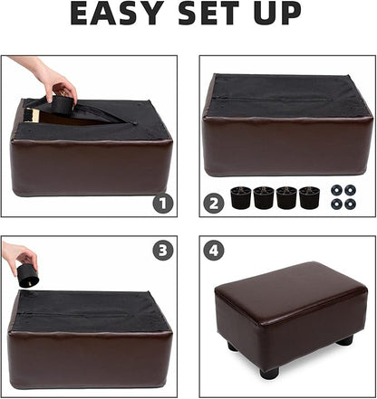 CAROLMADE Small Foot Stool Ottoman Footstool with Legs Under Desk Footrest for Living Room Bedroom and Office, Dark Brown