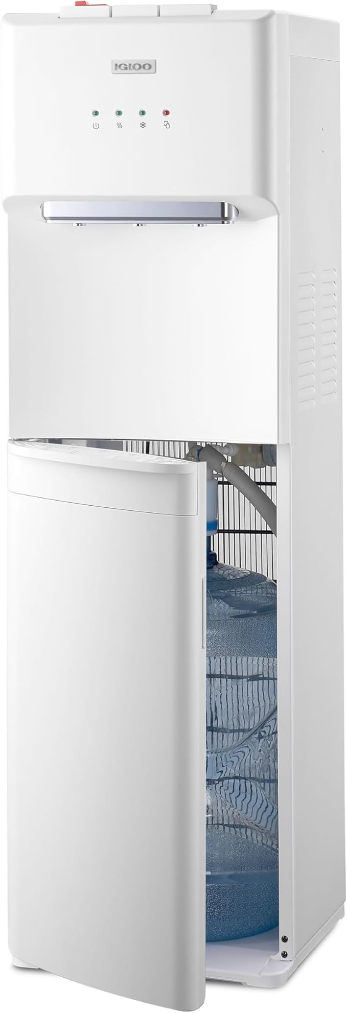 Igloo Bottom Load Water Cooler Dispenser - Hot, Cold, or Room-Temperature Water - Holds 3 or 5 Gallon Bottles - Child Safety Lock - Perfect for Homes, Kitchens, Dorms - White Stainless