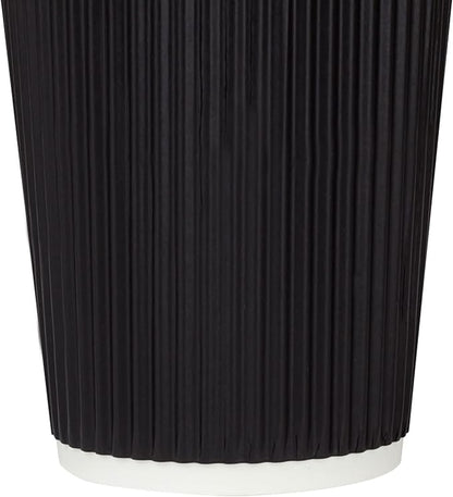 Karat 16oz Ripple Insulated Coffee Hot Cups [500 Count] Black Double Poly Lined Paper Hot Cup - Ideal for Hot Beverages, 90mm (C-KRC516B)