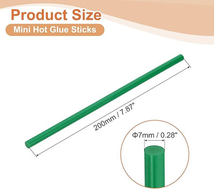uxcell 8 Pcs Mini Hot Glue Sticks, 0.28" Dia x 7.87" Long EVA Glue Gun Sticks, Dark Green Mini Hot Melt Glue Sticks for DIY Craft Sticky Projects