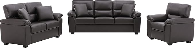 Morden Fort Faux Leather Sofa and Loveseat Chair Set, Modern Luxury and Comfy Furniture Sleeper Couches for Living Room, Apartment, Office, Lounge Room