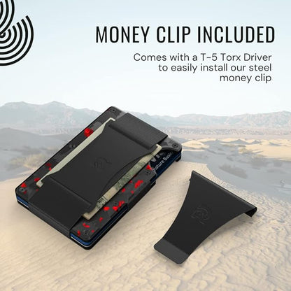 The Ridge Wallet for Men - Slim Minimalist Compact Wallet and Card Holder, RFID Protected Front Pocket Wallets with Integrated Money Clip (Forged Ember)