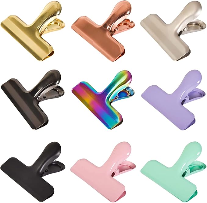 Large Clip Stainless Steel Paper Clamp Colorful Hinge Clips File Clip Office Supplies for Receipt Document Food Bag