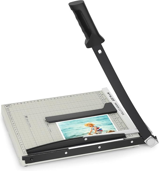 Paper Cutter Guillotine Paper Cutter Paper Trimmer Paper Cutter with 8 Sheet Capacity Paper Slicer with SafetyGuard and Blade Lock, Paper Cutter Slicer for Office Home School Gray