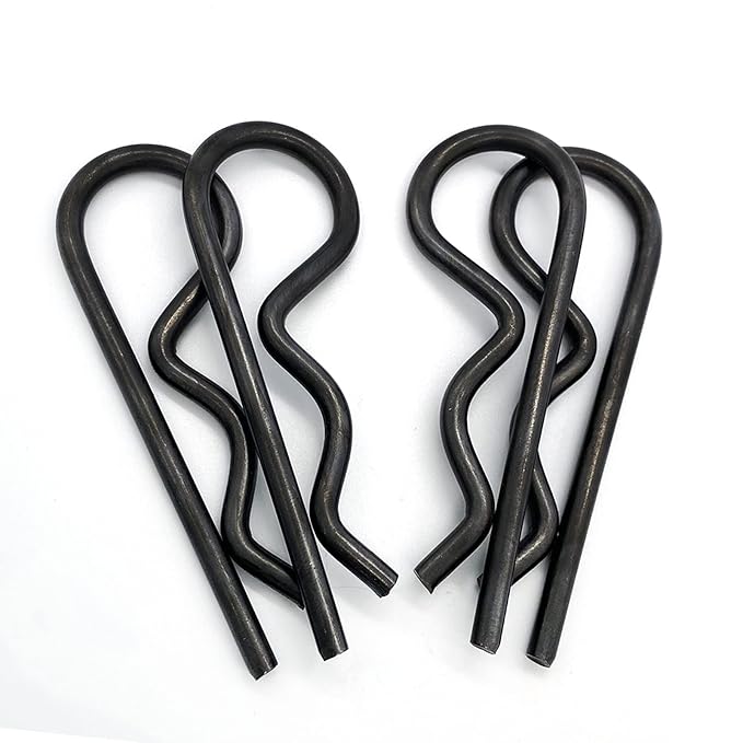 4 Pcs Heavy Duty Hitch Pins Clip R Clips Spring Retaining Wire Hair Pins Cotter Pin Strong Spring Tension Large Carter Pin R clip large for trailer Tractors Mower Cart Truck Black zinc M5x100mm