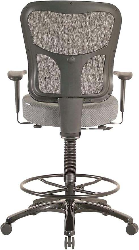 Tempur-Pedic TP8200C Fabric Drafting Stool with Backrest and Footrest with Lumbar Support, with Tempur Material, Cooling Gel Layer, Grey