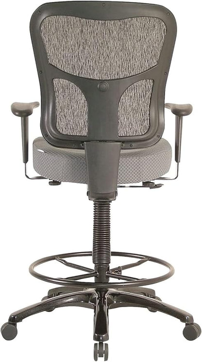 Tempur-Pedic TP8200C Fabric Drafting Stool with Backrest and Footrest with Lumbar Support, with Tempur Material, Cooling Gel Layer, Grey
