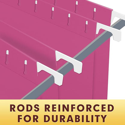 HERKKA Hanging File Folders, 30 Pack Reinforced Letter Size Hanging Folders, Designed for Bulky Files, Filing Cabinet, 1/5-Cut Adjustable Tabs (Pink)