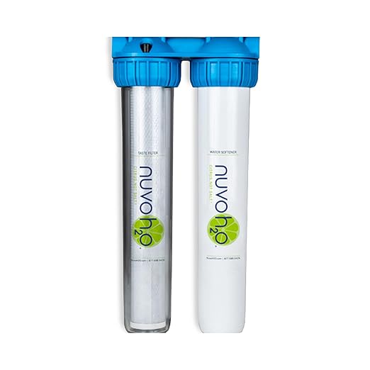 NuvoH2O 2-Stage Citrus, Salt-Free Water Filter System + Water Softener and Carbon Filter – Healthy & Pure Water – Removes Hard Water Build Up (Home Duo System)