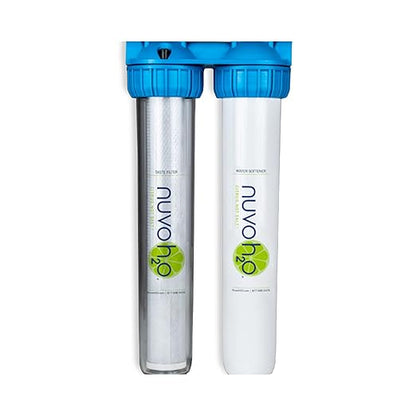 NuvoH2O 2-Stage Citrus, Salt-Free Water Filter System + Water Softener and Carbon Filter – Healthy & Pure Water – Removes Hard Water Build Up (Home Duo System)