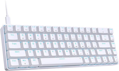 DIERYA T68SE 60% Gaming Mechanical Keyboard,Ultra Compact Mini 68 Key with Blue Switches Wired Keyboard,Anti-Ghosting Keys, for Windows Laptops and PC Gamers,White