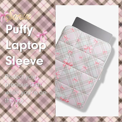 Sonix | Puffy Laptop Sleeve | 15-16 Inch, Quilted Pillow Puffer Laptop Carrying Case, Computer Sleeve | Clueless Pink