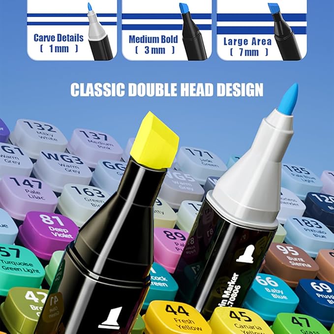 Alcohol Markers, 80 Colors Art Drawing Markers Set for Kids Adults Dual Tip Permanent Sketch Markers, with Organizing Case