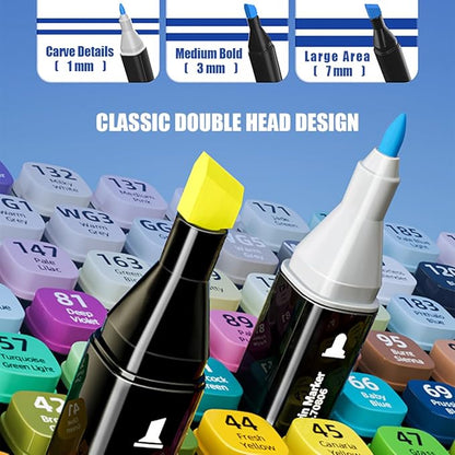 Alcohol Markers, 80 Colors Art Drawing Markers Set for Kids Adults Dual Tip Permanent Sketch Markers, with Organizing Case