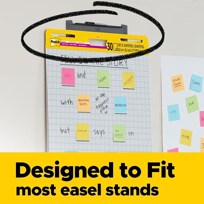 Post-it Super Sticky Easel Pad 25 x 30 Inches 30 Sheets/Pad 2 Pads (560) Large White Grid Premium Self Stick Flip Chart Paper Super Sticking Power