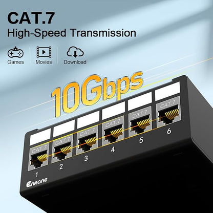 6Port Patch Panel CAT7 Keystone Patch Panel Shielded Network Patch Patch with Smart Cable Management for Home/Office Network (1U 6Port, CAT7)
