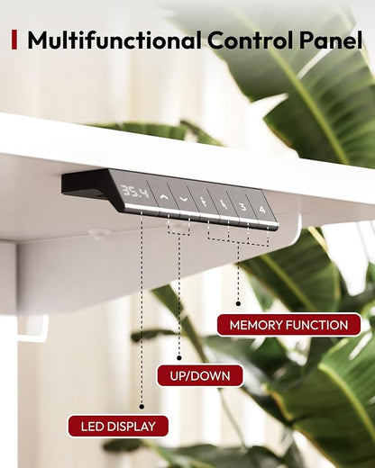 SANODESK Standing Desk Height Adjustable Electric Stand up Desk 40x24 Inches Sit Stand Home Office with Splice Board, White Frame/White Top