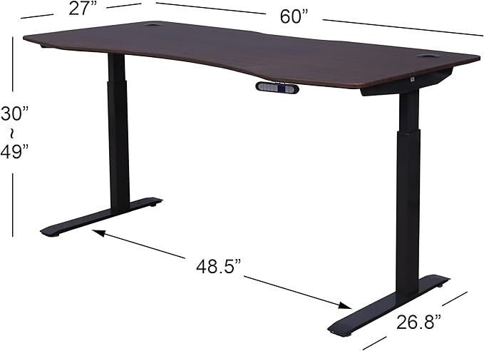 ApexDesk Elite Pro Series 60" x 27" Electric Height Adjustable Stand up Desk, Sit Stand Home Office Desk, Computer Desk - Curved Walnut