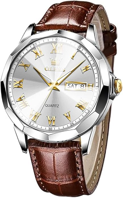 OLEVS Mens Watches Mens Leather Watch Ultra Thin Watches for Men Minimalist Watch with Leather Band Quartz Analog Dress Casual Simple Lightweight relojes para Hombres