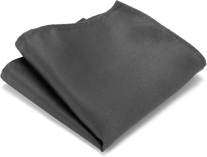 Black Tie Set in Gift Box Mens Solid Color 3.15" (8CM) Black Necktie and Pocket Square Set