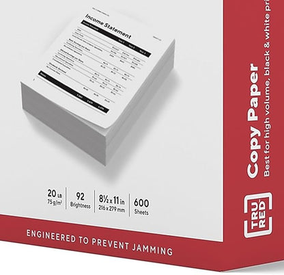 Staples 8.5-inch x 11-inch Copy Paper, 20 lbs., 92 Brightness, 600 Sheets/Ream, 6 Reams/Carton (TR62091)