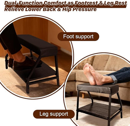 Double Step Under Desk Footrest - 15.7" H Ergonomic Adjustable Foot Stool for Office, Relieves Lower Back & Hip Pressure, Comfortabl Home Office Desk Computer Foot Rest