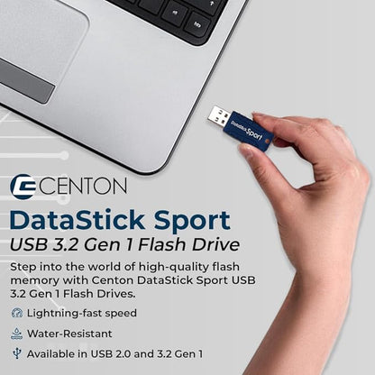 Water Resistant 64GB DataStick Sport by Centon, 5 Pack, USB 3.2 Gen1 Flash Drive Memory Stick for Storage and Backup