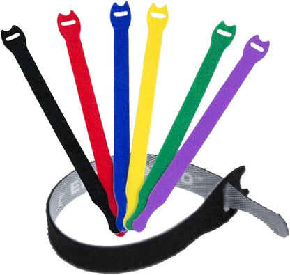 Reusable Cable Ties 1/2" x 6" for Cable Management and Organizing Cords - 30 Pack Bundled with 2 Bonus Cinch Straps (Color)