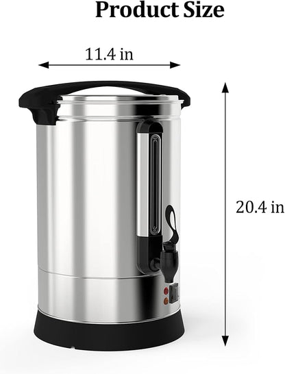 100 Cup Commercial Coffee Urn - 14l Large Capacity Stainless Steel Coffee Maker, Fast Brew/Rapid Extraction with Automatic Temperature Control & Faucet, Food-Grade 304 Hot Coffee/Hot Water Dispenser