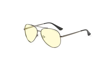 GUNNAR - Premium Gaming and Computer Glasses - Blocks 65% Blue Light - Maverick, Gunmetal, Amber Tint