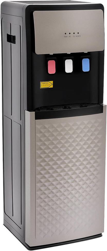 Bottom Loading Water Cooler Dispenser for 5 Gallon Bottles - 3 Temperatures with Hot, Room & Cold Spouts,Overload Protection, Dry Burning Protection,Water Dispenser for Home,Office (Silver Grey)