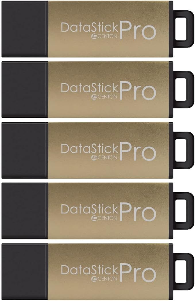 Centon DataStick USB 3.0 Flash Drive 8GB x 5, Gold Metallic (S1B-U3P16-8G-5)