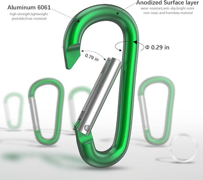 sprookber 3" Aluminum Carabiner D Ring, Caribeener Clips, Spring Snap Hook for Keychain Clip, Set of 10