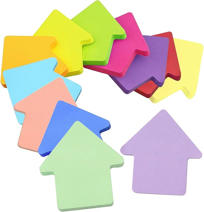 Sticky Notes, Self Sticky Post Notes, Colored Sticky Tabs for Notebooks Bible Study School Office Supplies 2.75 x 2.75 Inch 50 Pieces/Pad 600 Sheet Arrows