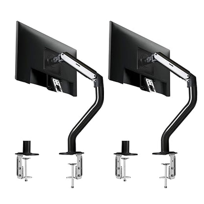 Lyngins 2 Pack Single Monitor Desk for 15 to 27 Inch Screens Computer Monitor Stand for Desk, VESA Mounting Holes 75 and 100mm, Stand Up to 26.4lbs Monitor Wall Mount, Black